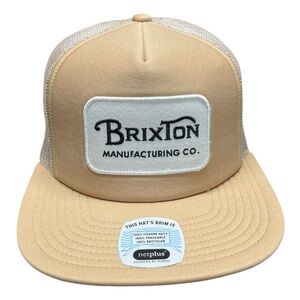 New With Tags Brixton Manufacturing Co Tan Trucker Hat Snapback Cap